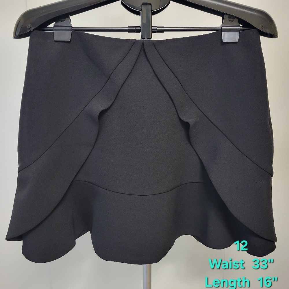 BCBGMaxAzria Black Wrap Mini Skirt with Ruffles